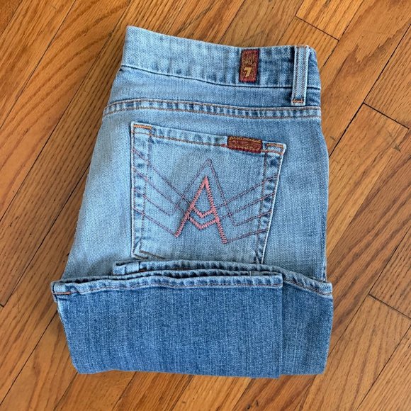 7 For All Mankind Denim - 7 For All Mankind A-Pocket Light Wash Crop Jeans